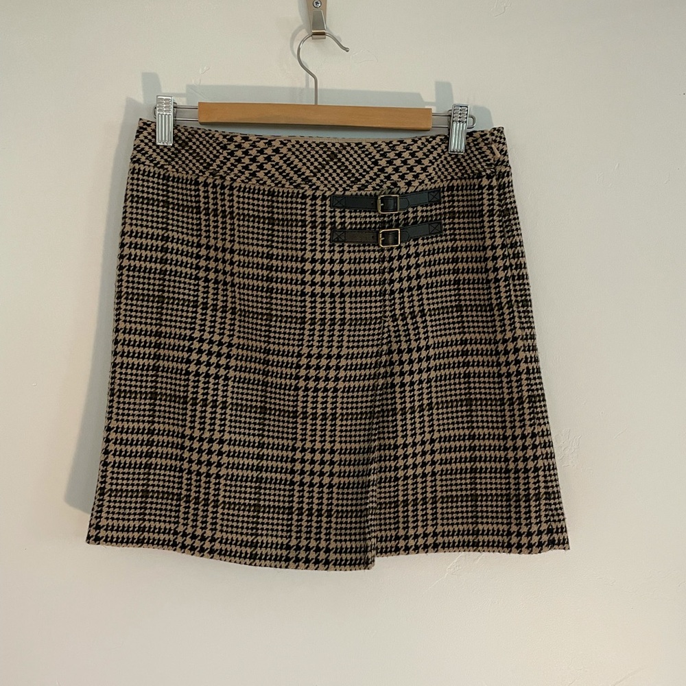 LOFT Petites Plaid Buckle Skirt Sz 4P